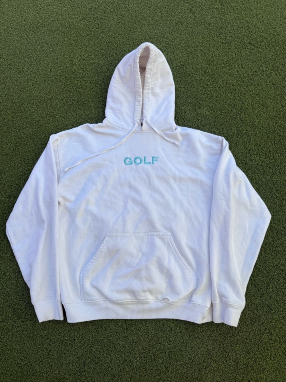 TYLER THE CREATOR GOLF WANG WHITE BLUE SPELLOUT STITCHED AUTHENTIC HOODIE